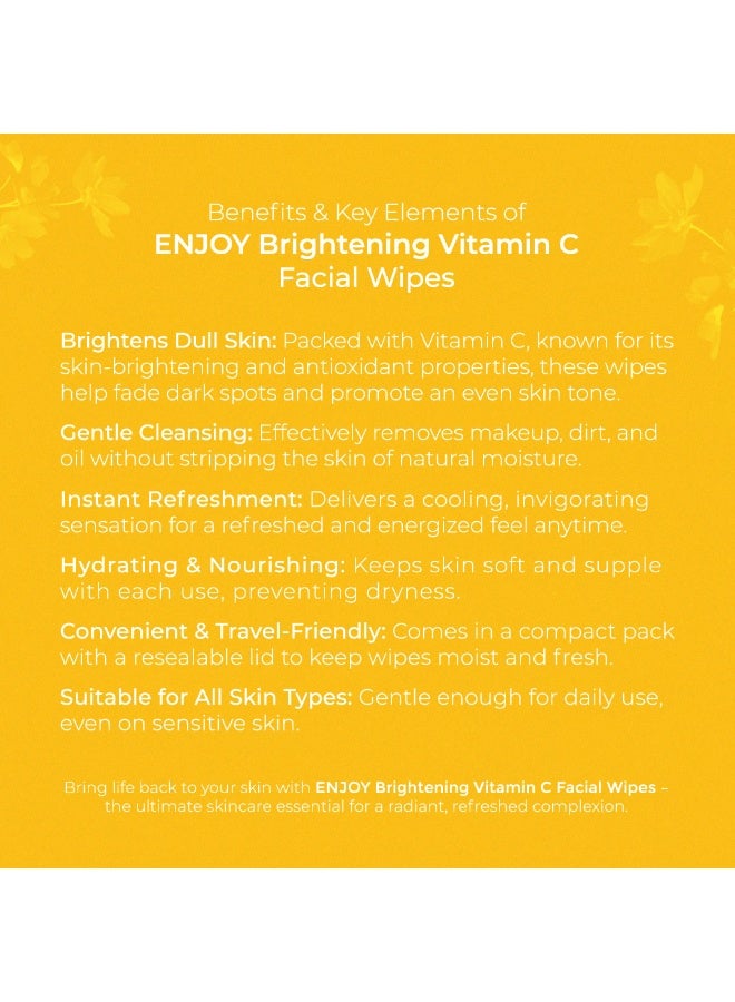 إنجوي مناديل الوجه ENJOY القابلة للتحلل بفيتامين C – 25 منديل – لتفتيح البشرة وتوحيد اللون وتجديدها – لبشرة مشرقة ومتوهجة - Image 5