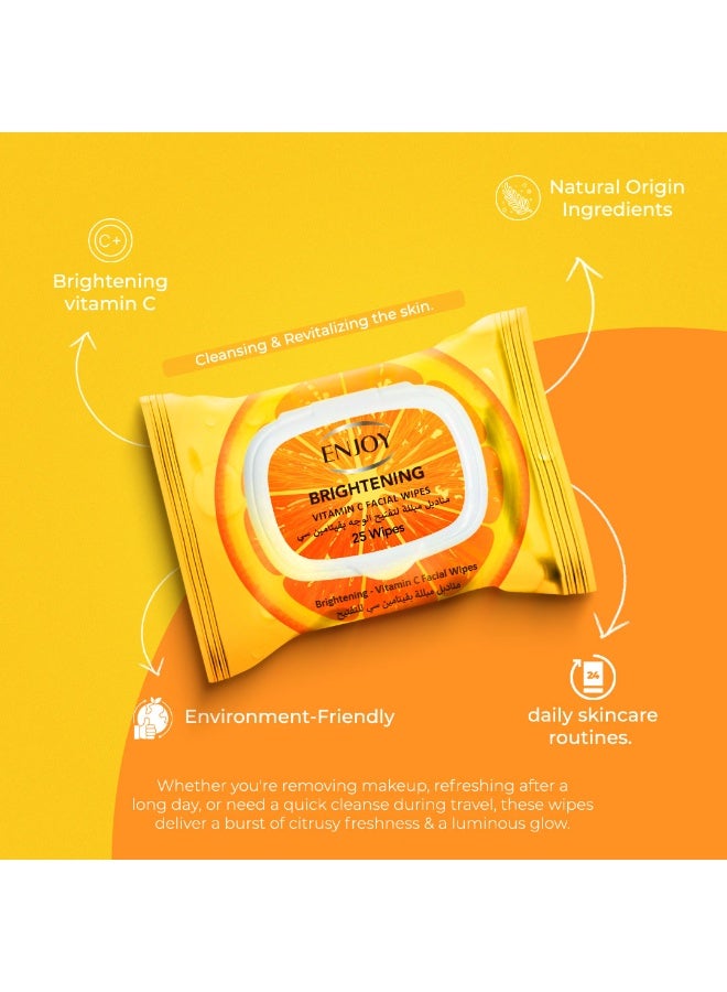 إنجوي مناديل الوجه ENJOY القابلة للتحلل بفيتامين C – 25 منديل – لتفتيح البشرة وتوحيد اللون وتجديدها – لبشرة مشرقة ومتوهجة - Image 4