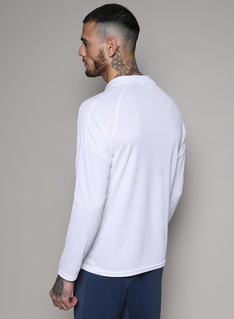 Men's White & Blue Contrast Print Activewear T-Shirt