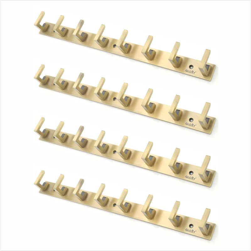 GLOXY Stainless Steel Bathroom Accessories 8 Hooks Plate Wall Mounting and Door Back Hanger Pins for Hanging Cloth Set Shirt Bar Towel Rack Robe Keys 4 Pin khutti Antique Pack of 4 - Image 1