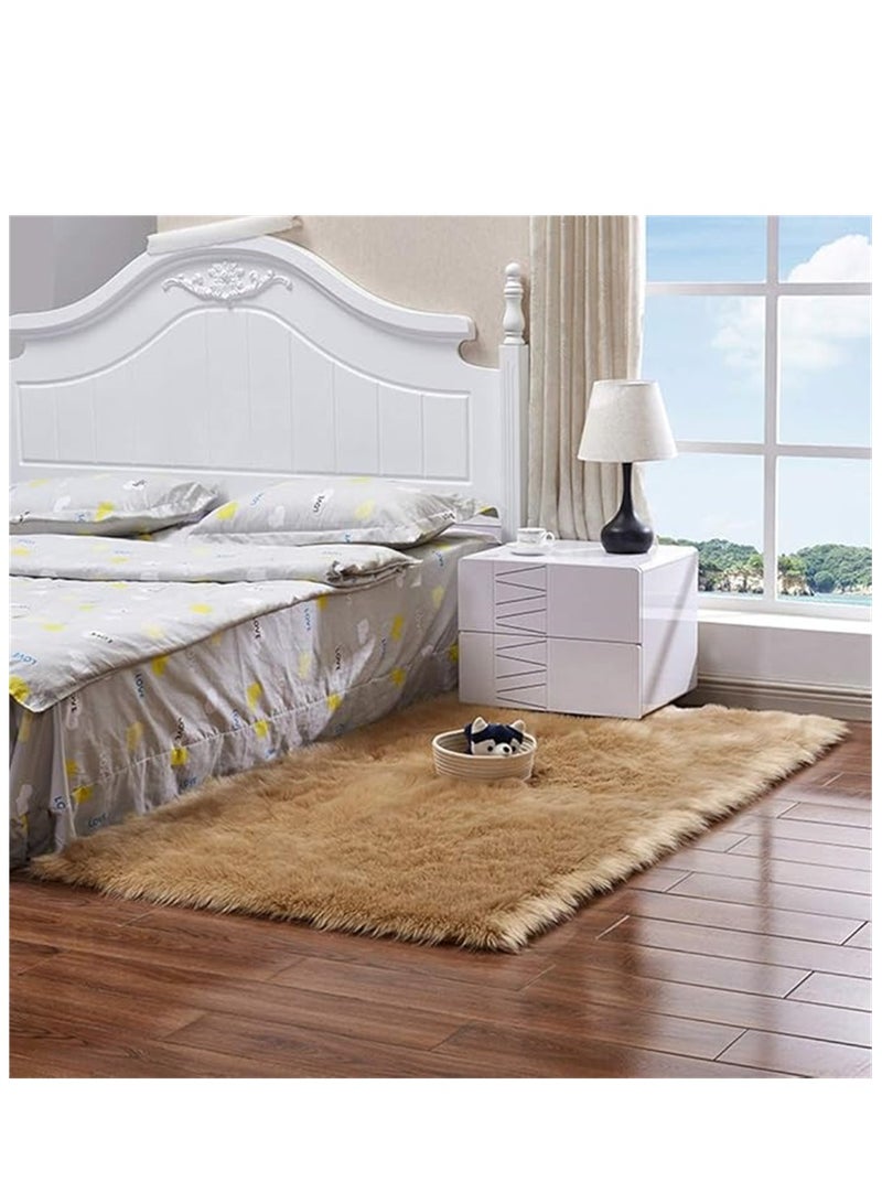 Soft Area Rugs, Living Room Modern Fluffy Carpet, Lndoor Large Area Rug Shag Shaggy Carpet Soft Plush Furry Bedside Anti Slip Mat, Machine Washable Area Rugs for Living Room Bedroom Kids Room Home Decor (Brown,60 x 180 cm) - Image 2