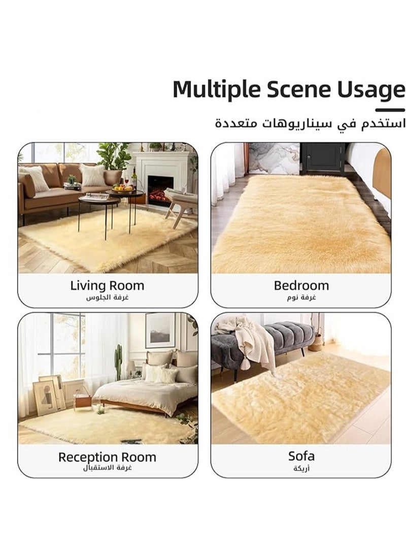 Soft Area Rugs, Living Room Modern Fluffy Carpet, Lndoor Large Area Rug Shag Shaggy Carpet Soft Plush Furry Bedside Anti Slip Mat, Machine Washable Area Rugs for Living Room Bedroom Kids Room Home Decor (Brown,60 x 180 cm) - Image 3