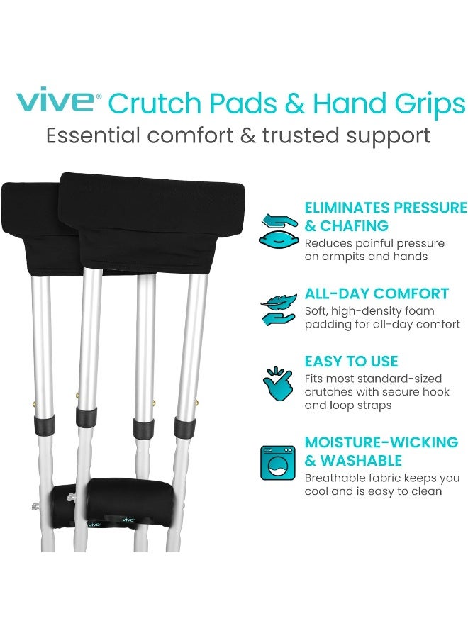 Vive Crutch Pads Padding For Walking Arm Crutches Padded Universal Underarm Forearm Handle Pillow Covers For Hand Grips Armpit Soft Foam Bariatric Accessories For Kids Adults - Image 2