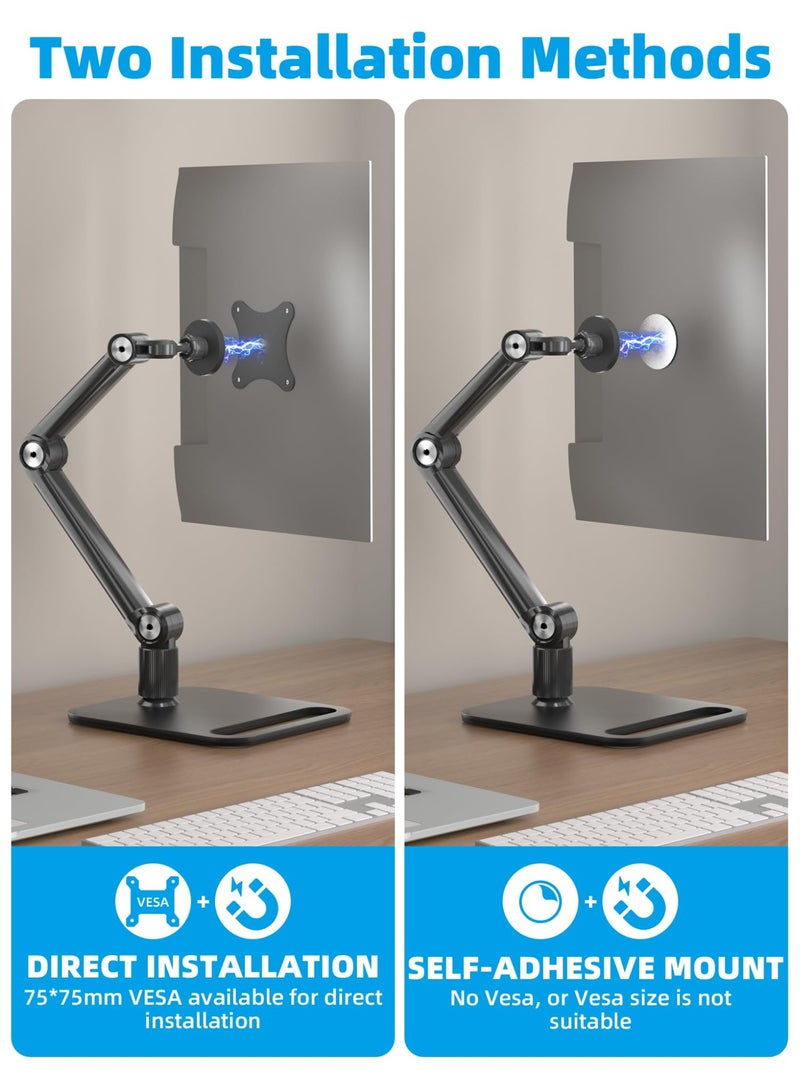 Portable Desktop Monitor Stand Magnetic Quick-Release - Foldable 4.7-18.5 inch Portable Monitor 75x75mm Vesa Mount Folding Travel Monitor Stand - Image 2