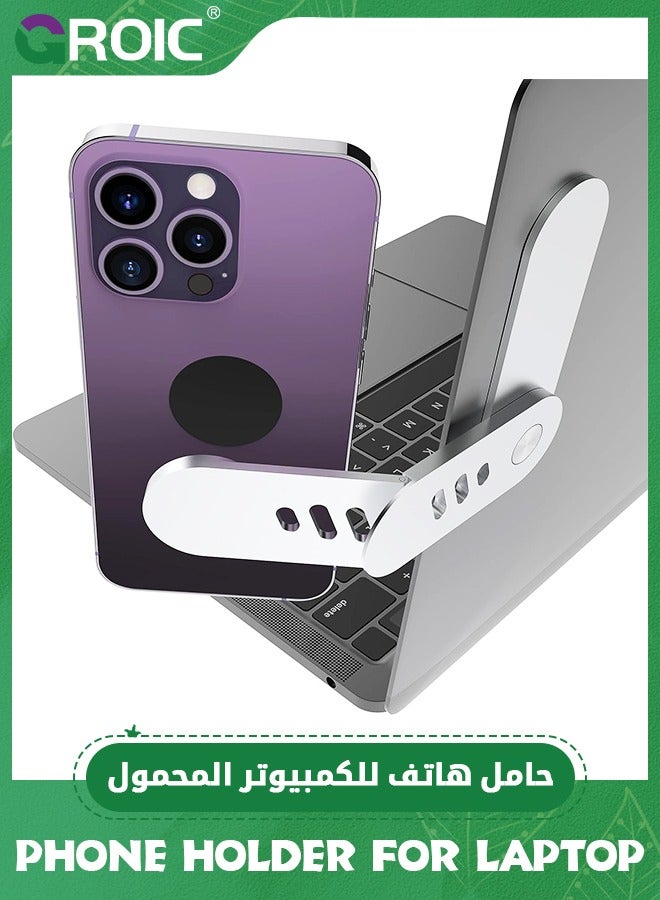GROIC Laptop Phone Holder, Adjustable Laptop Stand, Foldable Laptop Side Mount Clip, Slim Portable Smartphone Stand, Computer Monitor Expansion Bracket, Magnetic Phone Mount  - Image 1