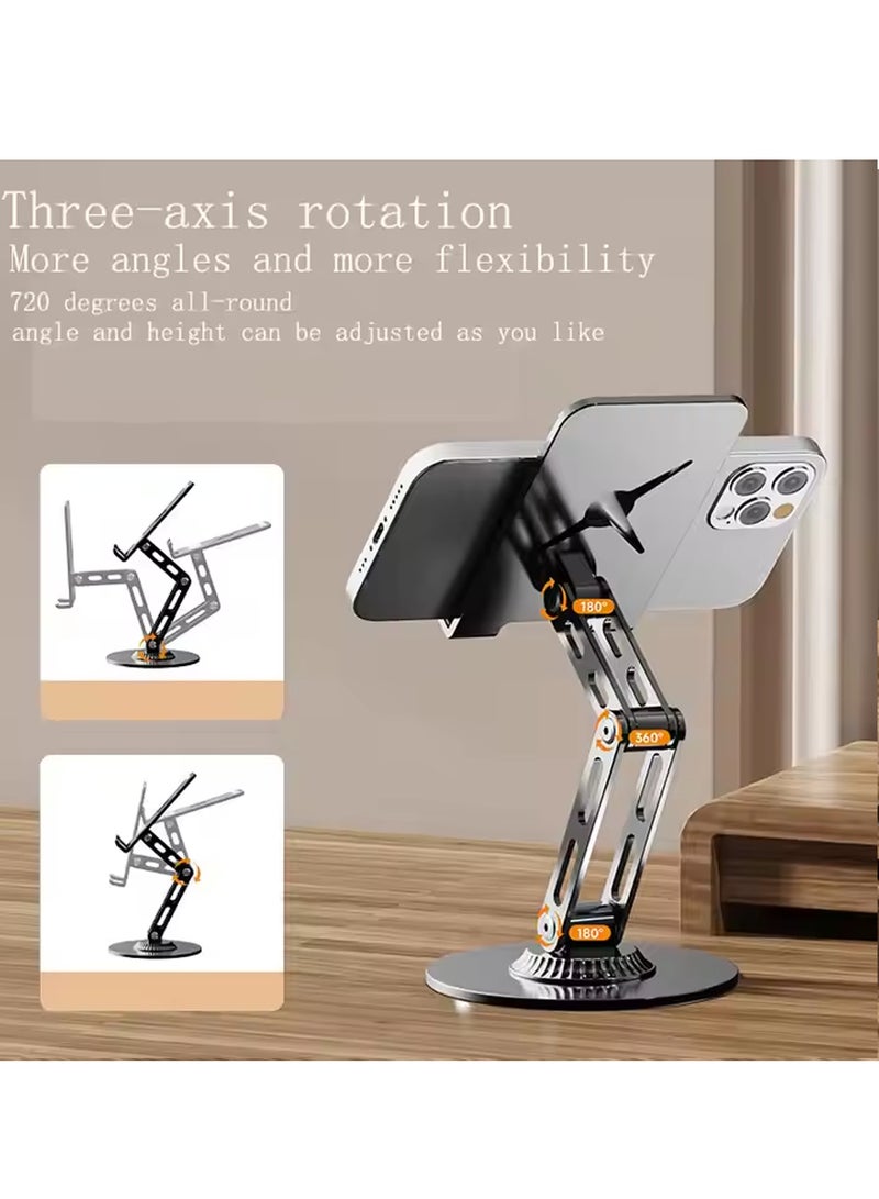 X-level Phone Stand Aluminum Mobile Stand Adjustable Mobile Holder Foldable Phone holder, Desktop iPhone Stand Compatible With All Mobile Phone, iPhone 16/15 Series, Samsung Galaxy S24 S23, iPad Black - Image 4