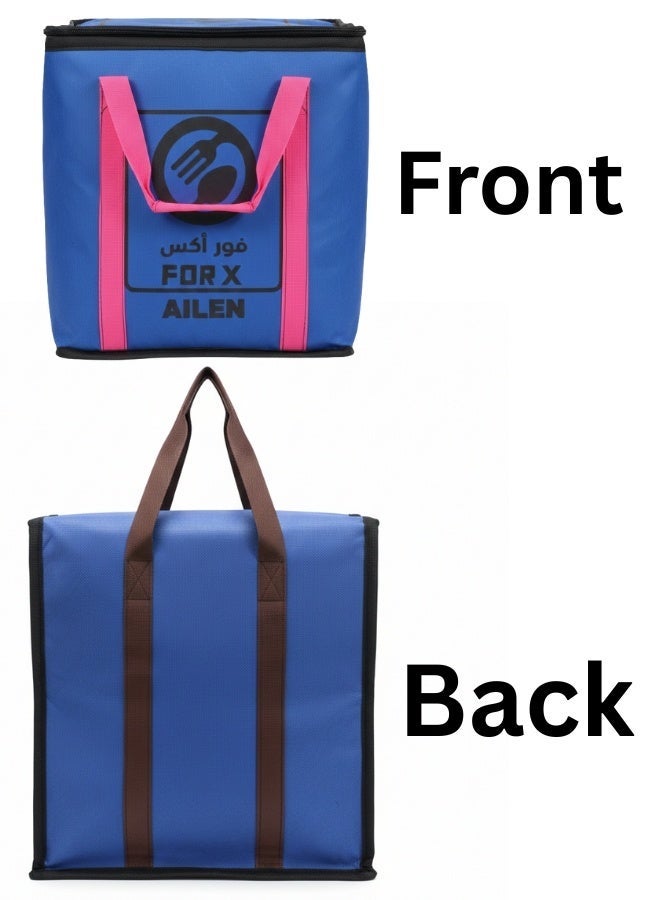 Portable Foldable Hot & Cold Food Storage Bag with Thermal Insulation – Reusable Insulated Cooler Lunch Bag for Food & Drink Delivery, Travel, Picnic, Camping & Grocery Shopping, Aluminum Foil Lined Temperature Control Bag, Lightweight Leak Resistant Carry Bag – Blue - Image 2