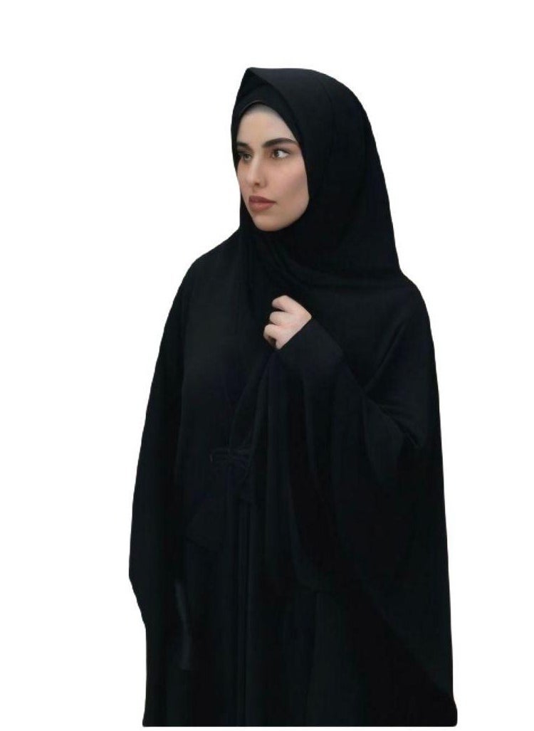 أزياء دي ثوب صلاة أسود نسائي ، رداء إسلامي محتشم كامل الطول ، أكمام طويلة ، مريح وأنيق  - Image 2