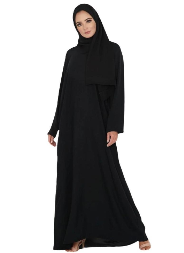 أزياء دي ثوب صلاة أسود نسائي ، رداء إسلامي محتشم كامل الطول ، أكمام طويلة ، مريح وأنيق  - Image 1