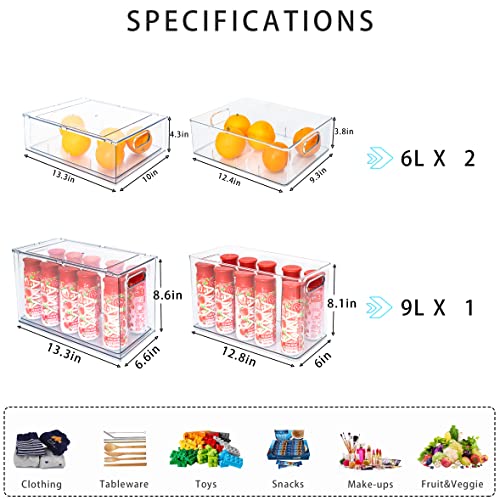 MineSign Stackable Fridge Drawer Pull-Out Bins with Handles 3 Pack Large Clear Food Container with Removable Dividers Refrigerator Storage box Divided Produce Saver for Pantry Kitchen - Image 3