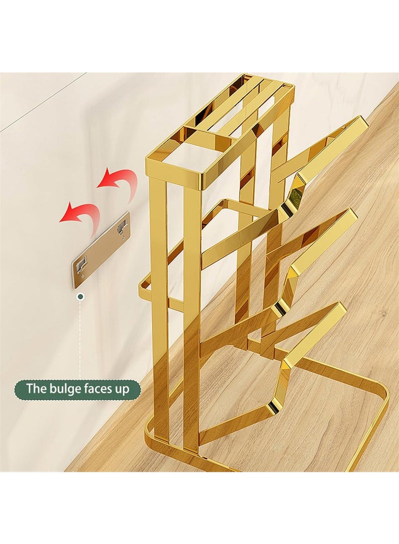 هاي هونور حامل غطاء وعاء مسند الملعقة مع رف أواني صينية التنقيط لموقد المطبخ العلوي ولوح التقطيع ورقة الخبز الذهبية بثلاث طبقات - قابل للتركيب على الحائط، ذهبي - Image 2