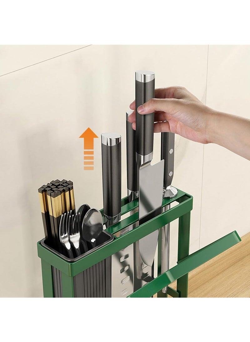 هاي هونور حامل غطاء وعاء مسند الملعقة مع رف أواني صينية التنقيط لموقد المطبخ العلوي ولوح التقطيع ورقة الخبز الذهبية بثلاث طبقات - قابل للتركيب على الحائط، ذهبي - Image 5