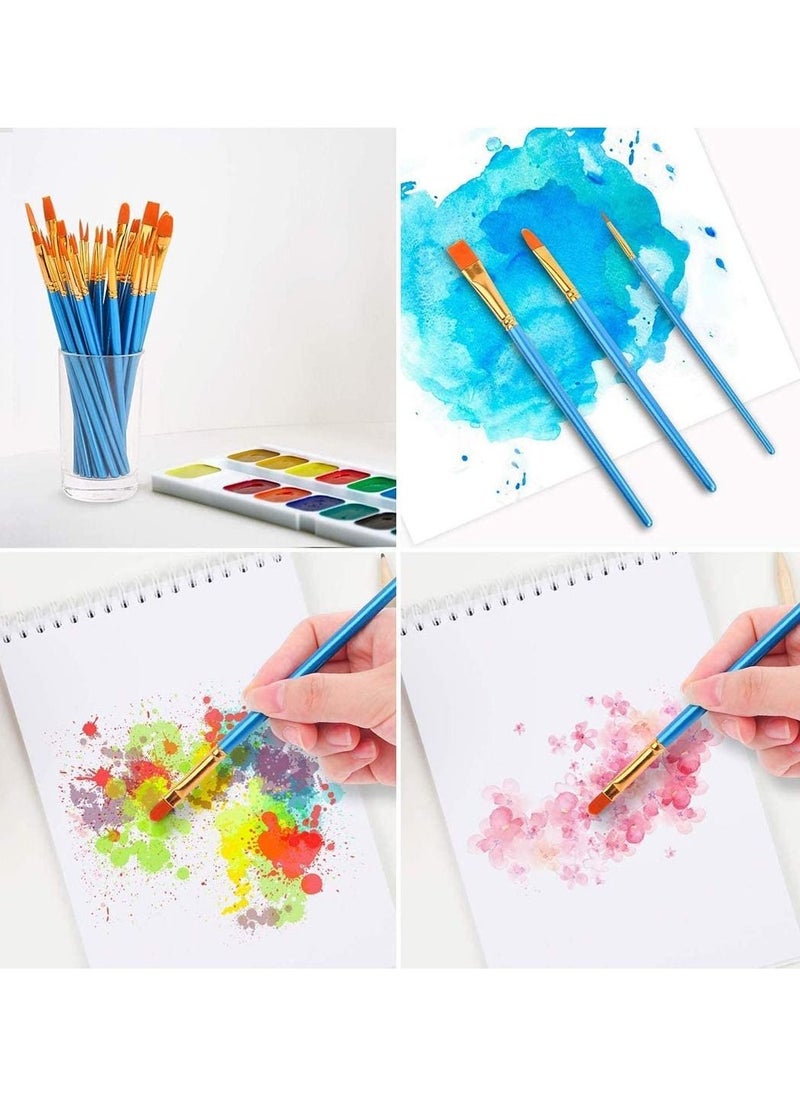 SYOSI 20-Piece Round Pointed Tip Brush Set Blue, Acrylic Paint Brushes Set, Artist Paintbrushes Nylon Hair Brushes for Oil Watercolor Painting, Face Body Model Paint  - Image 4