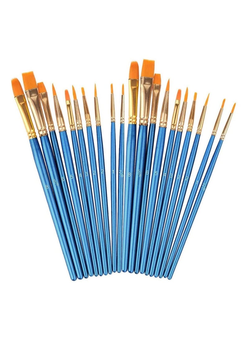 SYOSI 20-Piece Round Pointed Tip Brush Set Blue, Acrylic Paint Brushes Set, Artist Paintbrushes Nylon Hair Brushes for Oil Watercolor Painting, Face Body Model Paint  - Image 1