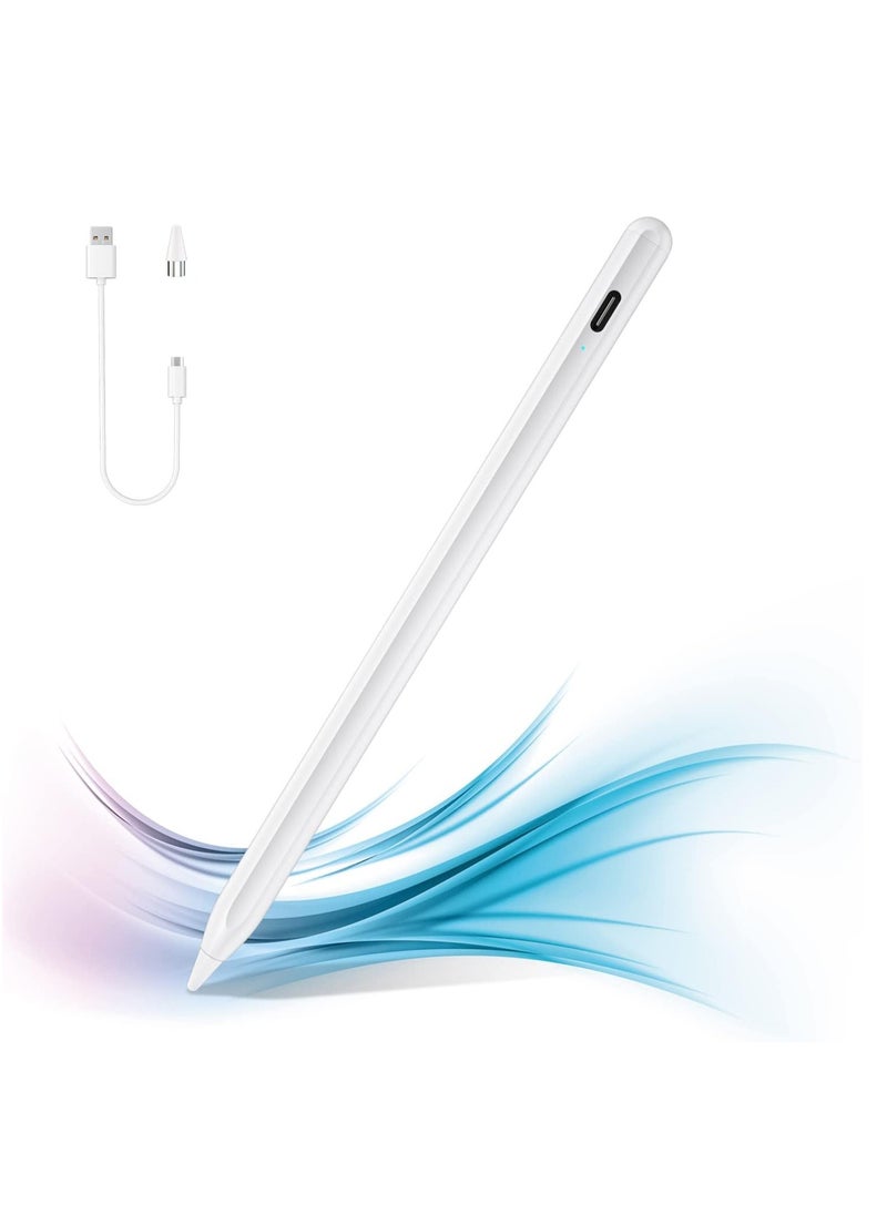 Magnetic Stylus Pen for iPad, Android Tablet Touch Screen with Active Digital Nib for iPad Compatible with iPhone Samsung Huawei Lenovo LG HTC White  - Image 1