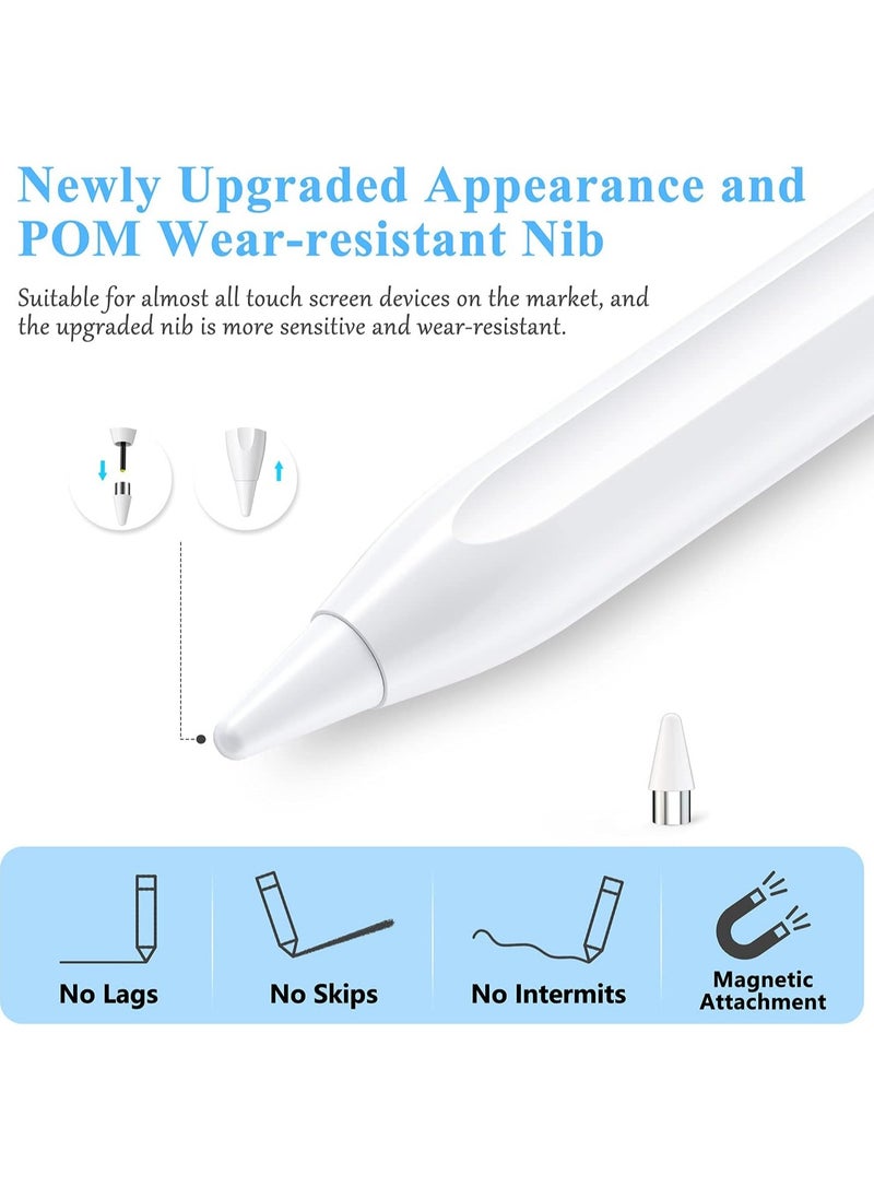 Magnetic Stylus Pen for iPad, Android Tablet Touch Screen with Active Digital Nib for iPad Compatible with iPhone Samsung Huawei Lenovo LG HTC White  - Image 4