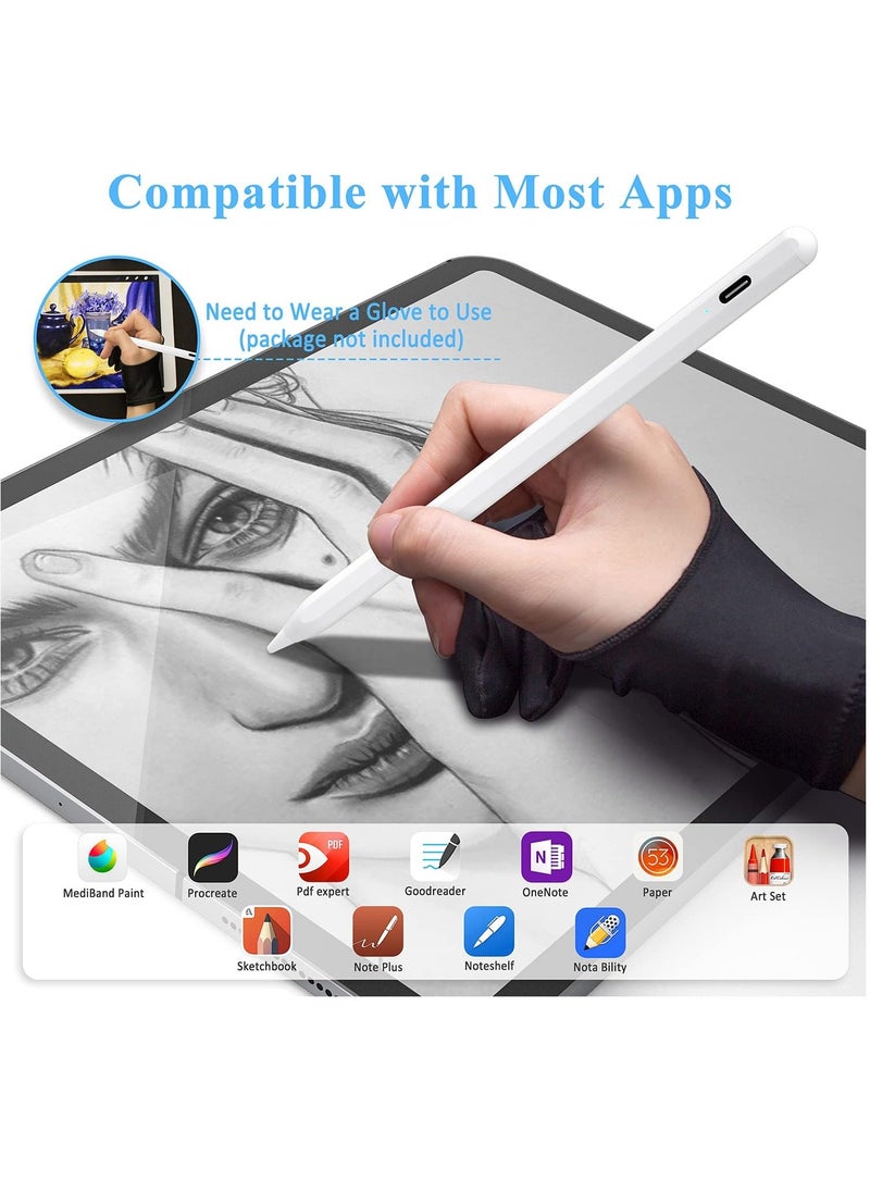 Magnetic Stylus Pen for iPad, Android Tablet Touch Screen with Active Digital Nib for iPad Compatible with iPhone Samsung Huawei Lenovo LG HTC White  - Image 5