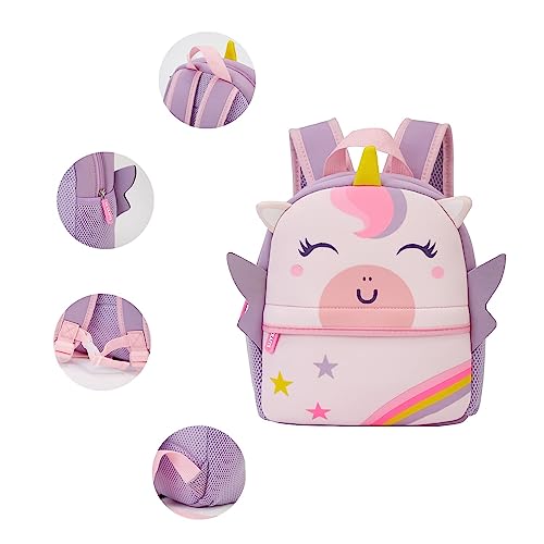 KK CRAFTS Preschool Toddler Backpack with Leash, 3D Cute Cartoon Neoprene Animal Schoolbag for Kids Boys Girls(Baby Unicorn) - Image 4