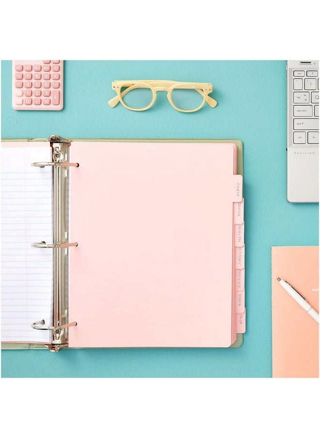 Paper Junkie - 12 Sets Pink 8 Tab Dividers For 3 Ring Binder Paper Binder Separators With Tabs Bulk Pack Of 96 Total Page Dividers For School Work Home Office Supplies (Letter Size 9.5X11 In) - Image 1