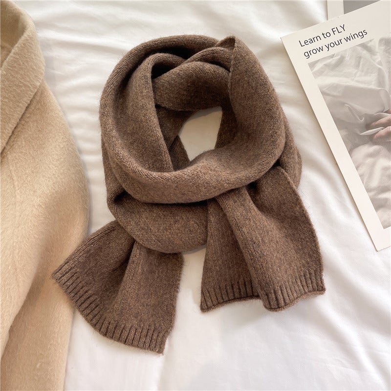 Knitted Scarf Solid Color All-match Autumn and Winter Warm Scarf Long Student Scarf Candy Color Bright Basic Korean Style - Image 1