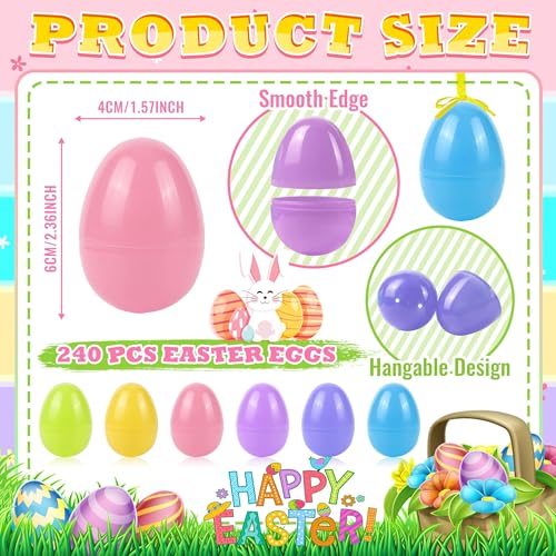 OCTERIC 180Pcs Easter Eggs 23 Fillable Pastel Colors Plastic Easter Eggs Empty for Easter Hunt Easter Basket Stuffers Party Favor Classroom Prize Supplies - Image 5