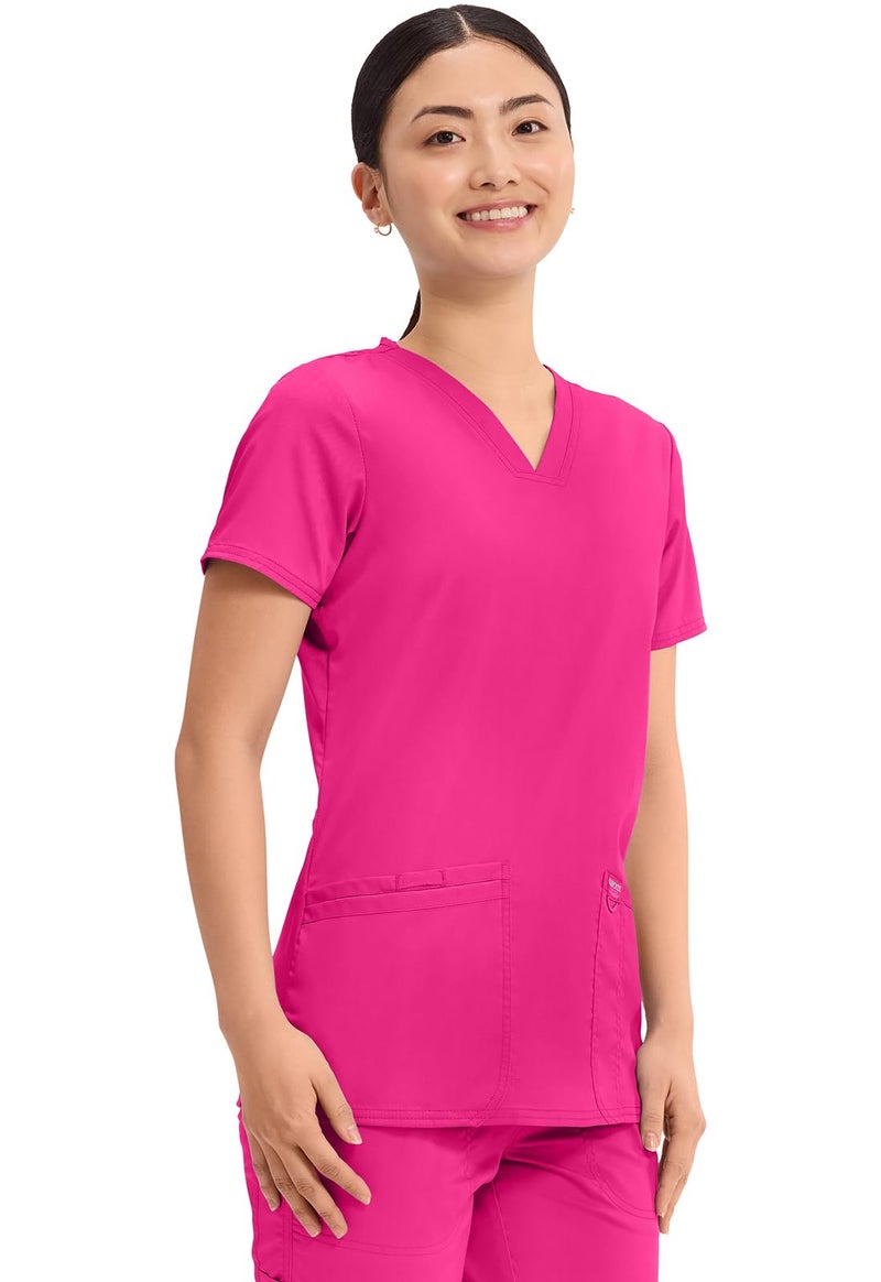Cherokee Medical Women's Scrub Top V-Neck Modern Classic Fit with 3 Pockets, Ultra Soft and 2-Way Stretch Fabric - WW620, XS, Electric Pink - Image 5
