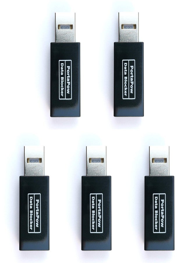 PortaPow USB Data Blocker (Black 5 Pack) - Protect Against Juice Jacking - Image 1