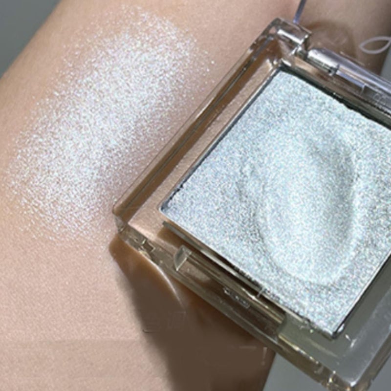 Metallic Mother of Pearl Eyeshadow With Shimmering Glitter White Pigmented Diamond Highlighter Sparkling Single Color in Silver