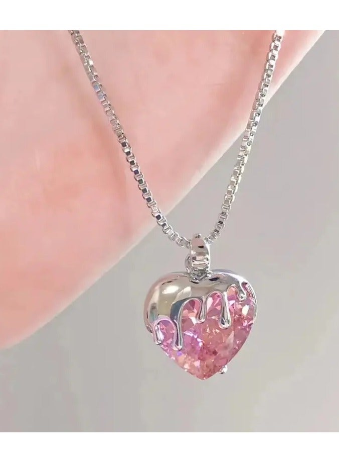 جلوسكي قلادة قلادة وردية حساسة ومبتكرة على شكل قلب ، متعددة الاستخدامات لحفلات عيد الميلاد ، وإكسسوارات المجوهرات للفتيات ، والهدايا التذكارية. - Image 1
