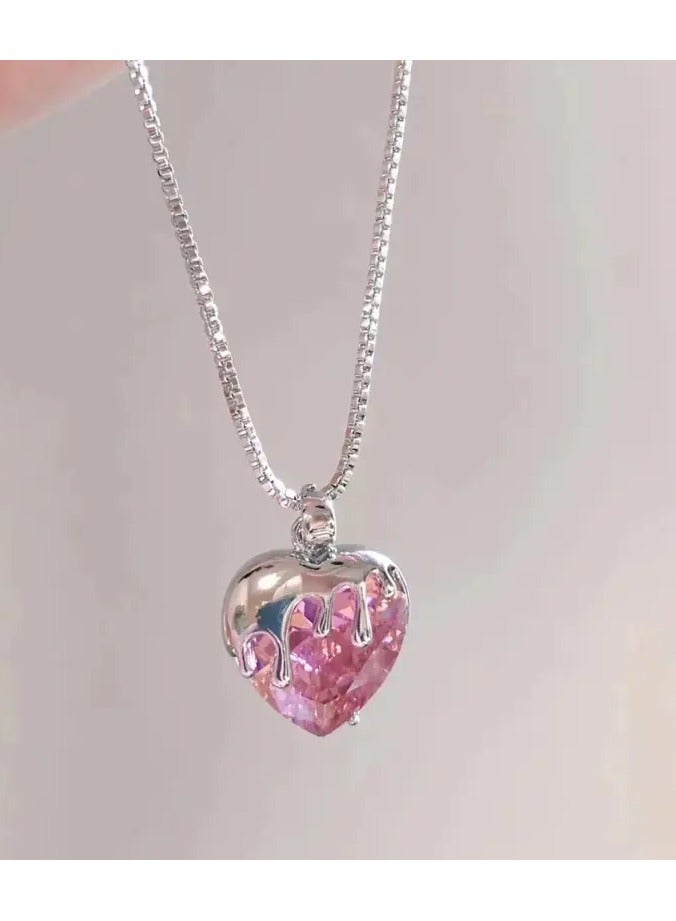 جلوسكي قلادة قلادة وردية حساسة ومبتكرة على شكل قلب ، متعددة الاستخدامات لحفلات عيد الميلاد ، وإكسسوارات المجوهرات للفتيات ، والهدايا التذكارية. - Image 4