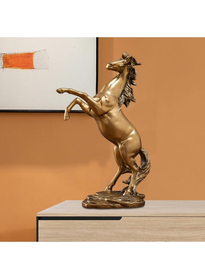 Decorhills Standing Horse Resin Statue Decor, 100% Handmade Modern Horse Sculpture Handicraft, Collectible Figurines Art Crafts Gift Office Bookshelf Display Majestic Sculpture in Captures Decor Gold - Image 1