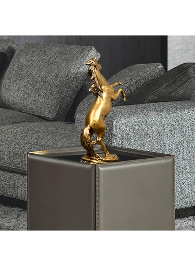 Decorhills Standing Horse Resin Statue Decor, 100% Handmade Modern Horse Sculpture Handicraft, Collectible Figurines Art Crafts Gift Office Bookshelf Display Majestic Sculpture in Captures Decor Gold - Image 2