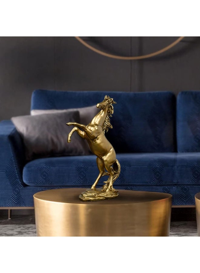 Decorhills Standing Horse Resin Statue Decor, 100% Handmade Modern Horse Sculpture Handicraft, Collectible Figurines Art Crafts Gift Office Bookshelf Display Majestic Sculpture in Captures Decor Gold - Image 3