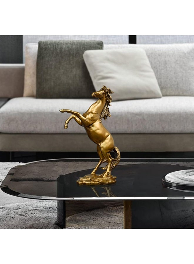 Decorhills Standing Horse Resin Statue Decor, 100% Handmade Modern Horse Sculpture Handicraft, Collectible Figurines Art Crafts Gift Office Bookshelf Display Majestic Sculpture in Captures Decor Gold - Image 4