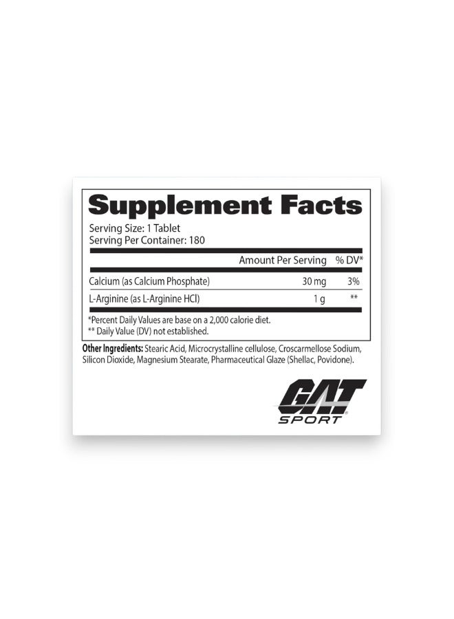 GAT SPORT L-Arginine, Free Form Amino Acid, 180 Tablets - Image 2