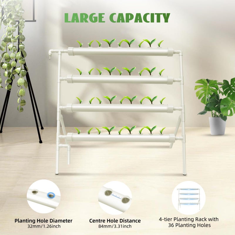 Meridian KumuJ Hydroponic Grow Kit, 36 Plant Spaces, 4-Layer Earthless System - CT - Image 3