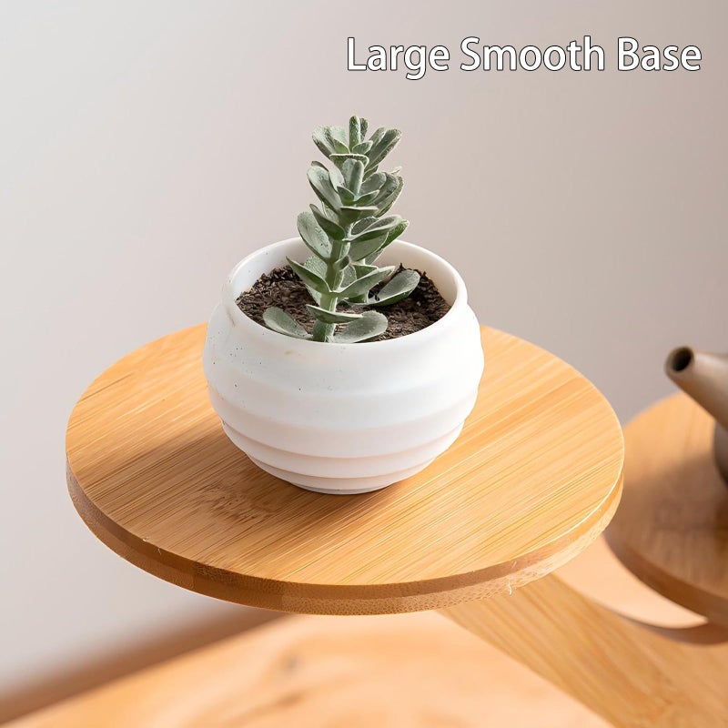 SRTFINE 2 Tiered Desk Plant Stand Bamboo Tree Plant Shelf Tabletop Succulent Herb Stand Desktop Plant Stand Indoor Plant Rack for in Living Room Office Decoration (2 Tiered) - Image 4