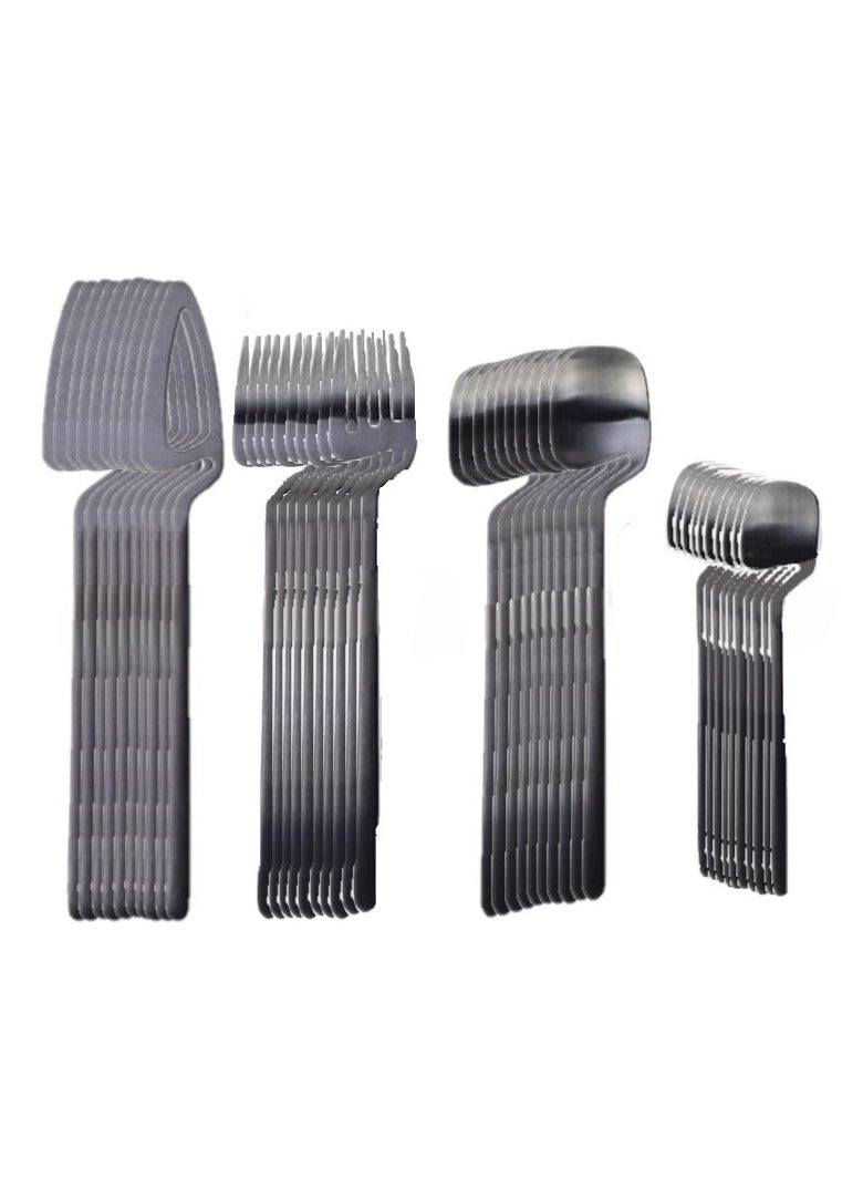 Bluejw 40-Piece Cutlery Set Cup Hanging Tableware Set Black  - Image 1