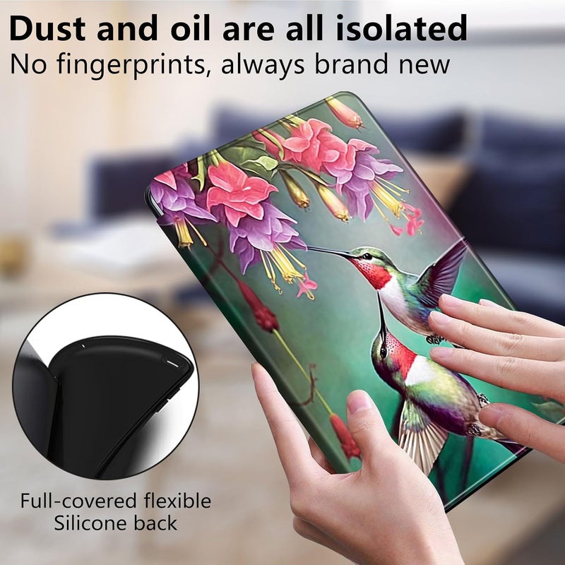 Mxfdegf Case for All-New Fire HD 8 & 8 Plus Tablet (12th /10th Gen, 2022/2020),360 Degree Rotating Stand Smart Protective Cover Case,for Amazon Fire HD 8 inch Tablets (2022/2020),Hummingbird Red Flowers - Image 5