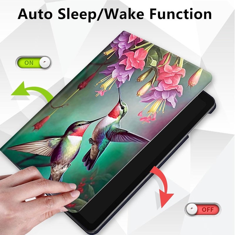 Mxfdegf Case for All-New Fire HD 8 & 8 Plus Tablet (12th /10th Gen, 2022/2020),360 Degree Rotating Stand Smart Protective Cover Case,for Amazon Fire HD 8 inch Tablets (2022/2020),Hummingbird Red Flowers - Image 4