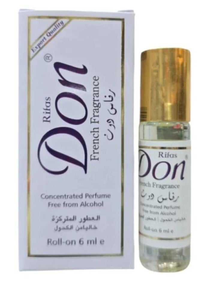 don Rifas Don French Fragrance Roll-On Perfume Free From Alcohol White 6 ml 