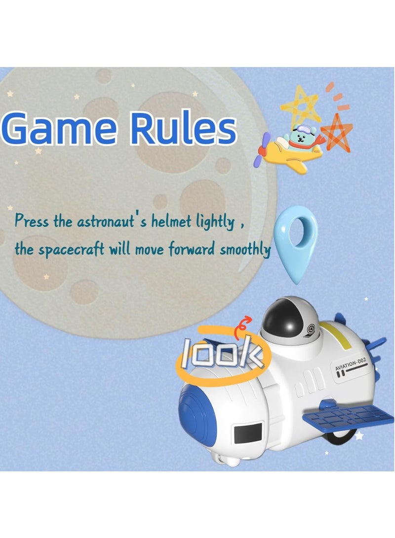 SOLARAE 4Pcs Space Press and Go Car Toys Set for Toddlers, Inertia Car Toy Set, Pull Back Cars, Space Theme Playset with Astronauts, Rocket Ship Toy for Kids Aged 3+ - Image 4