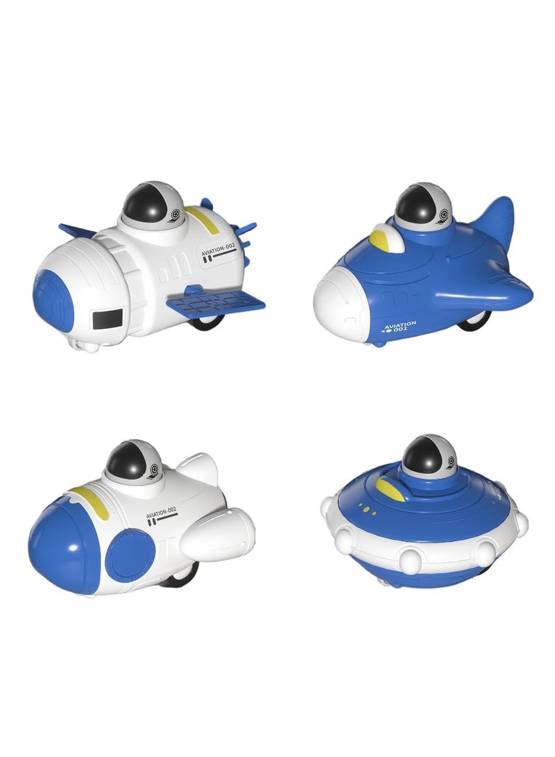 SOLARAE 4Pcs Space Press and Go Car Toys Set for Toddlers, Inertia Car Toy Set, Pull Back Cars, Space Theme Playset with Astronauts, Rocket Ship Toy for Kids Aged 3+ - Image 1