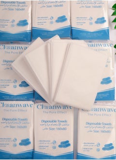 CleanWave - The Pure Effect 25 Packs Disposable Large Luxury Towels | , (25-PCS-80X160cm), for Hotels, Spas & Gyms, Medical Clinics & Cosmetic Clinics, Travel, Personal Use,Beach,Sauna. Softness for Guests, Clients | Hair, Face, Body Use | Luxurious Comfort, Eco-friendly | Towels Size: 80X160cm (white)  - Image 1