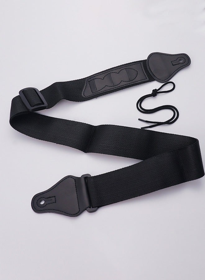 Generic Braided Nylon Pick-Plug Guitar Strap  Adjustable Shoulder Strap Black  - Image 1
