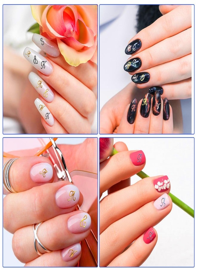 LLOUSSAK 14 Sheets Letter Nail Stickers for Nail Art, 3D Self-Adhesive Black White Gold Silver Old English Nail Letter Stickers, Nail Art Stickers DIY Decoration Nail Accessories for Women Girls - Image 5