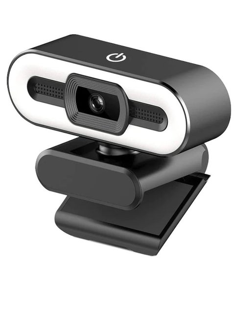 Full HD Webcam with Ring Light 1080P 2.1 MP - Ring Light with 3 Light Modes - 1080 / 30FPS - Stable Clear - Driver-free - Noise Reduction Webcam Rotatable USB Web Computer Live Camera