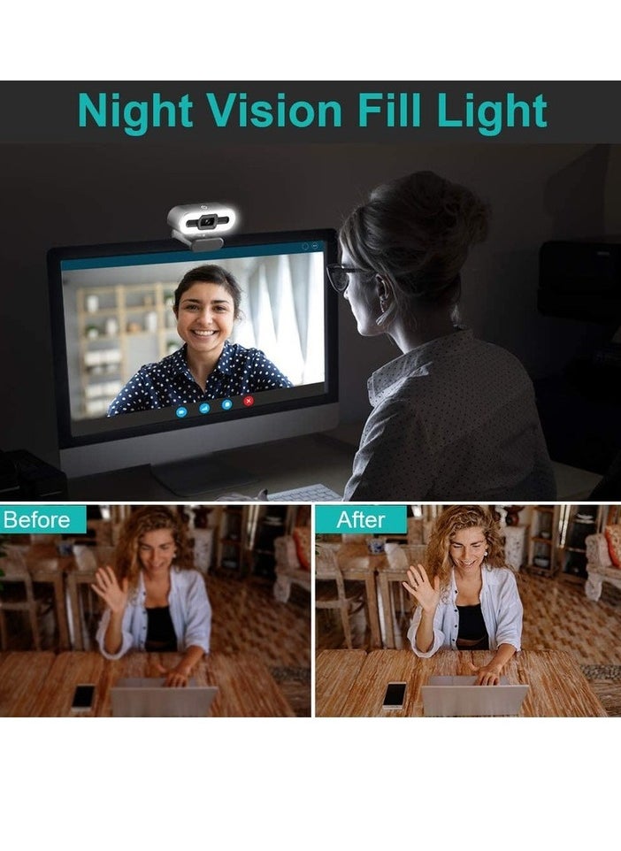 Generic - Full HD Webcam with Ring Light 1080P 2.1 MP - Ring Light with 3 Light Modes - 1080 / 30FPS - Stable Clear - Driver-free - Noise Reduction Webcam Rotatable USB Web Computer Live Camera - Image 1