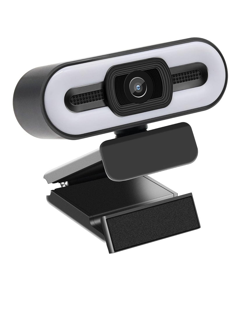 Generic - Full HD Webcam with Ring Light 1080P 2.1 MP - Ring Light with 3 Light Modes - 1080 / 30FPS - Stable Clear - Driver-free - Noise Reduction Webcam Rotatable USB Web Computer Live Camera - Image 1