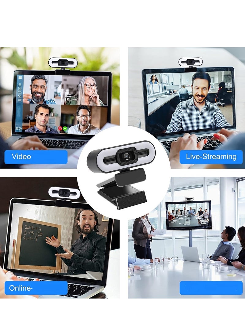 Generic - Full HD Webcam with Ring Light 1080P 2.1 MP - Ring Light with 3 Light Modes - 1080 / 30FPS - Stable Clear - Driver-free - Noise Reduction Webcam Rotatable USB Web Computer Live Camera - Image 1